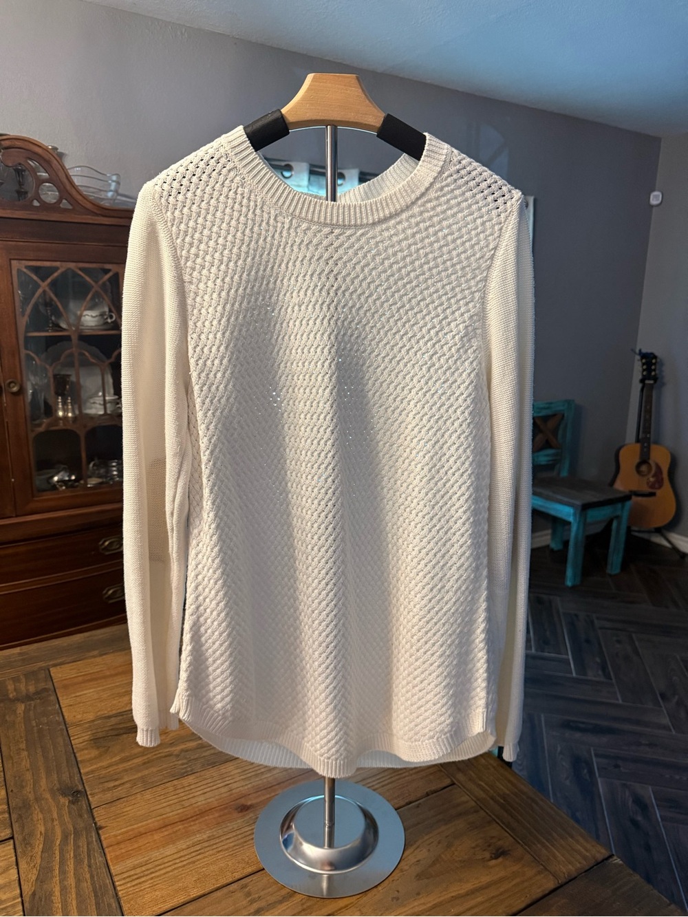 Women's Cream Crew Neck Knit Sweater